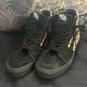 Cheetah Print/Black Suede Vans Ska8-Hi Shoes